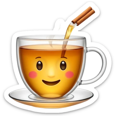 Une tasse de thé chaude avec le sachet de thé qui infuse. sticker