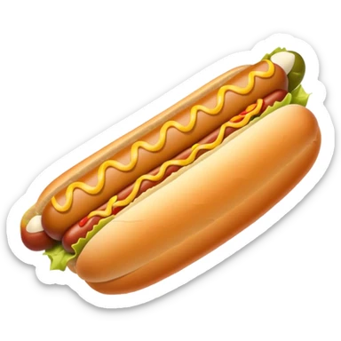 Grilled hot dog in a bun. Add sauerkraut on one side and then drizzle spicy mustard on the top  sticker