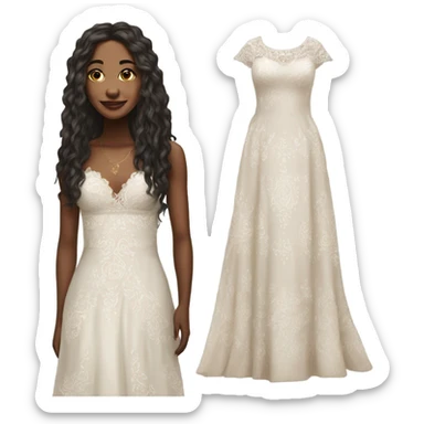Hyper Realistic boho Wedding dress displays sticker