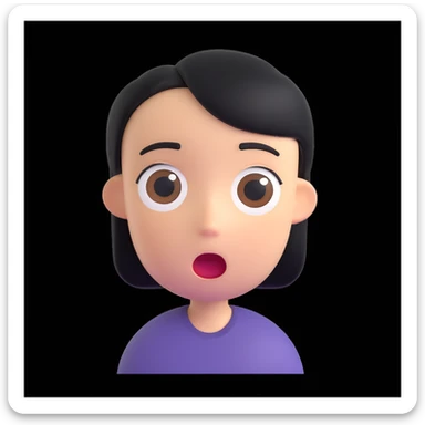 Mii-style avatar, surprised expression, plain background sticker