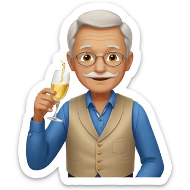 Old man in vest, drinking champagne sticker