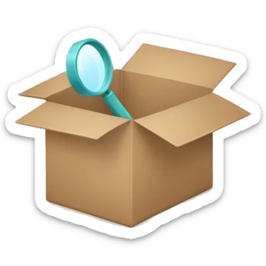 a package with magnifine glass sticker