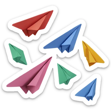 Paper airplanes around 3 ABC blocks   sticker