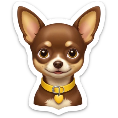 Chihuahua color chocolate con un collar amarillo sticker