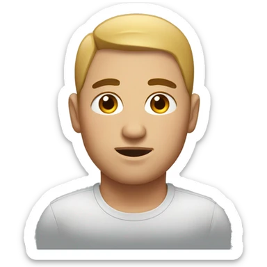 A man with short hair. His eyebrows were raised and he looked at his eyes with a squit. Overweight sticker