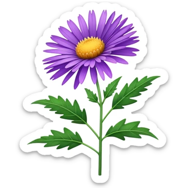 single Aster, straight stem sticker
