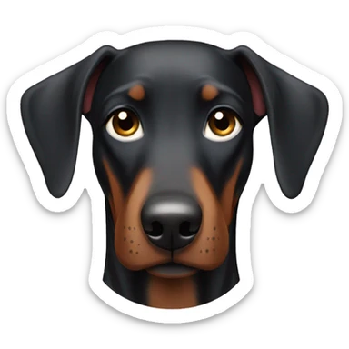 Happy black female Doberman with floppy ears  sticker