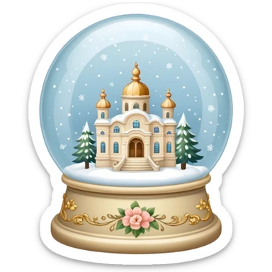 vintage rococo beige dainty floral snow globe sticker