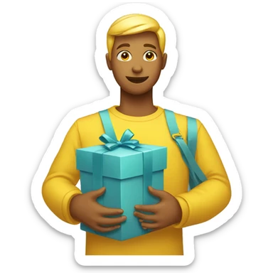 genderless yellow emoji person receiving a gift sticker