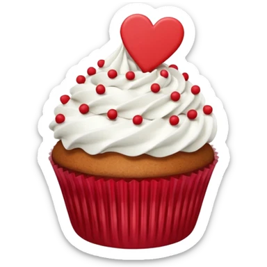 Valentine’s Day themed cupcake with white icing and sprinkles sticker