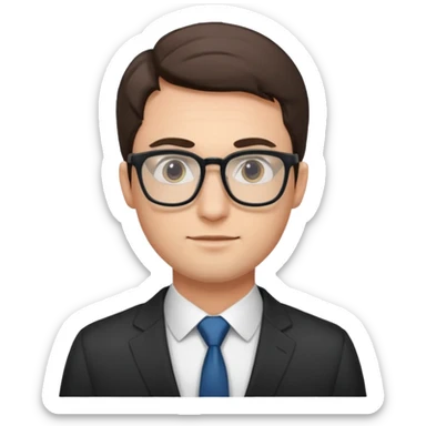 a man in his early 30s wearing glasses for a tech company sticker