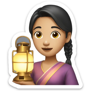 Thai girl with a lantern in her hand sticker