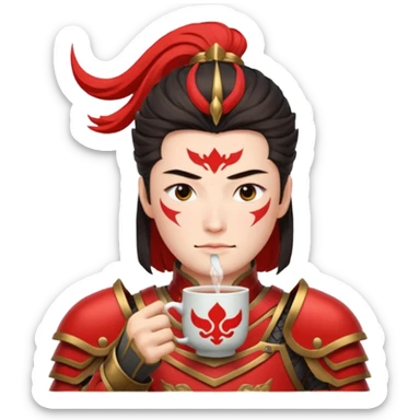 Lu bu squinting while drinking tea  sticker