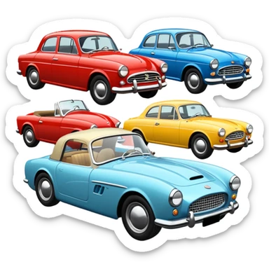 classic cars with different colors  sticker