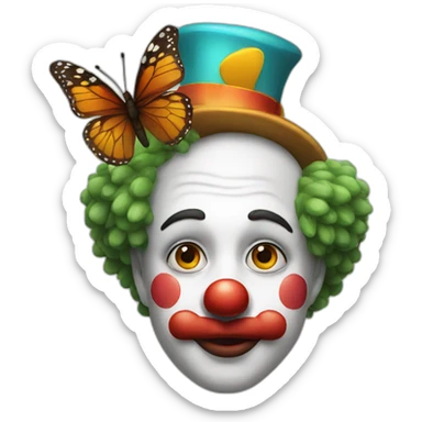 a clown with a butterfly on his nose  sticker