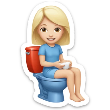 smiling girls with blonde hair on the toilet  sticker