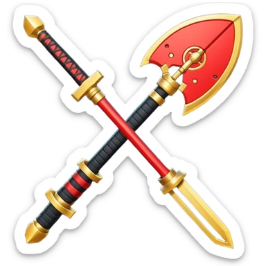 samurai themed space miner tool icon, futuristic mining tool inspired by katana, Japanese armor details, red black gold color palette, glowing energy accents, 3D cartoon, mobile game icon style, clean background, soft shadow, no text, no watermark

 sticker
