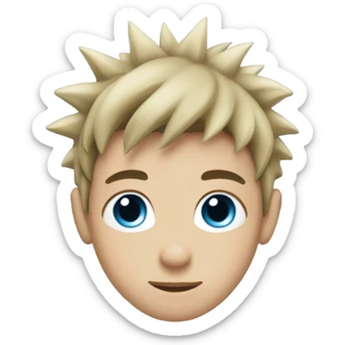 boy with spiky black medium length hair, blue eyes, eyeliner sticker