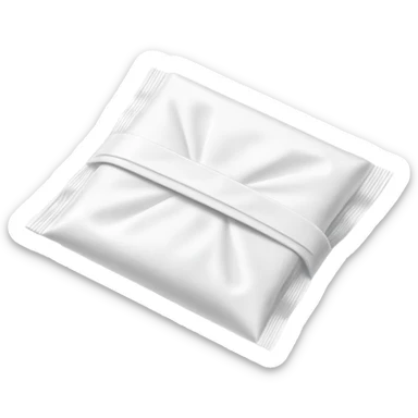 small folded white cleaning wipe partially pulled from thin flat sachet, soft slightly crinkled texture, delicate lint-free material, minimalist packet with clean edges no branding, no glasses liquid or extras, soft lighting, subtle shadows, emoji scale sticker