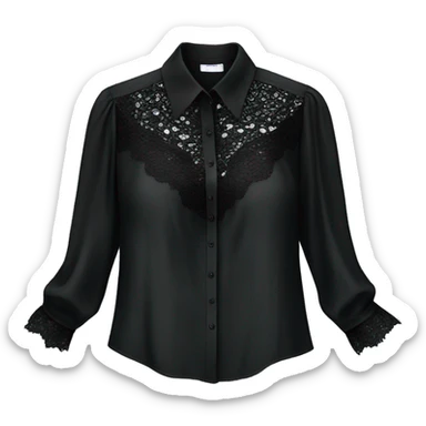 Realistic isolated black silk button up blouse with black lace. sticker