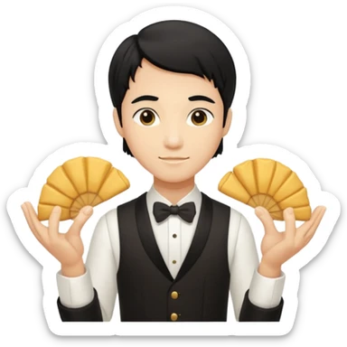 ligth black hair waiter with fortune cookies sticker