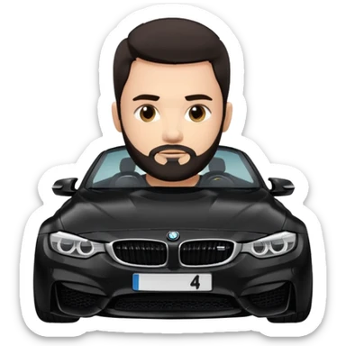 BMW m4 black with a boy in it with dark hair an a beard  sticker