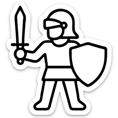 Knight hero with sword and shield sticker