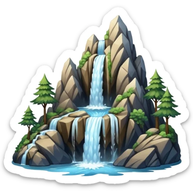 Mountain with flowing waterfall sticker