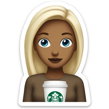 Starbucks cup drink with blonde girl blue eyes  sticker
