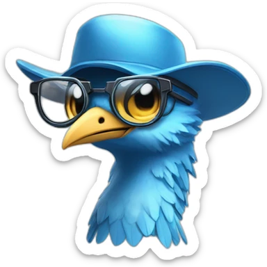 Crazy funny Cyberpunk Articuno head with beautiful smile wearing glasses and hat sticker