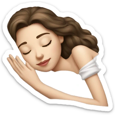 sleeping beauty brunette white girl with a silk pillow sticker