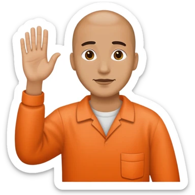 Inmate waving bye sticker