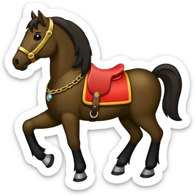 Spanisches dunkelbraunes Pferd mit langer schwarzer Mähne sticker