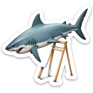 Shark injured crutches sticker