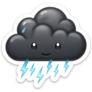 Black cloud with rain and lightning  sticker