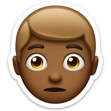 Brown emoji with sad face and lashes sticker