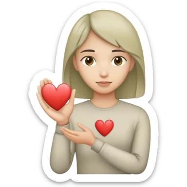 Pale olive heart faded in the palm of his hand sticker