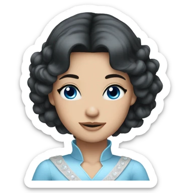 Princess black hair blue eyes white skin sticker