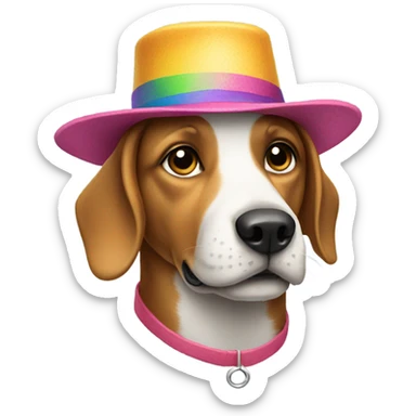Dog with hat sticker