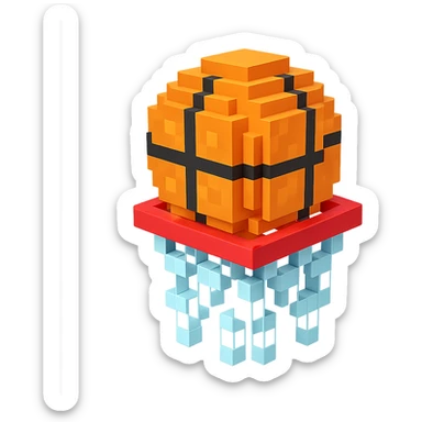 Voxel-style basketball in a net, no background, variation 6. sticker