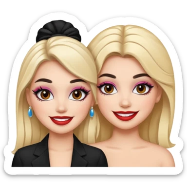 Boujy baddie best friends, fair skin, trendy heavy makeup sticker