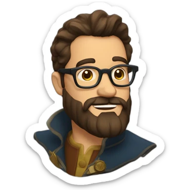 Bearded gaston Algaze with wayfarer glasses sticker