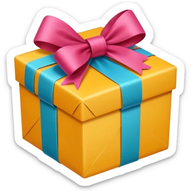 wrapped gift box, colorful and festive sticker