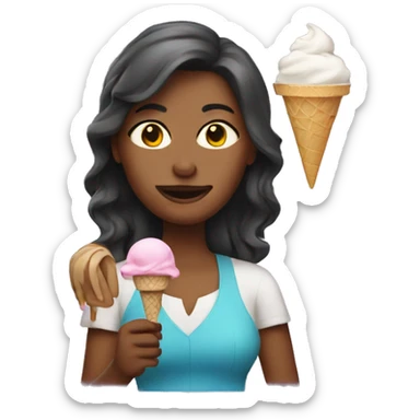 Woman with ice cream sticker