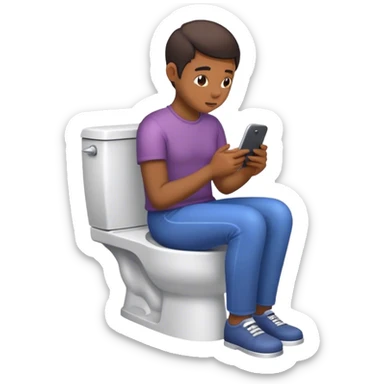 Sitting on a toilet texting sticker
