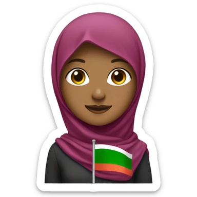 Girl with hijab that has Lebonon color flag sticker