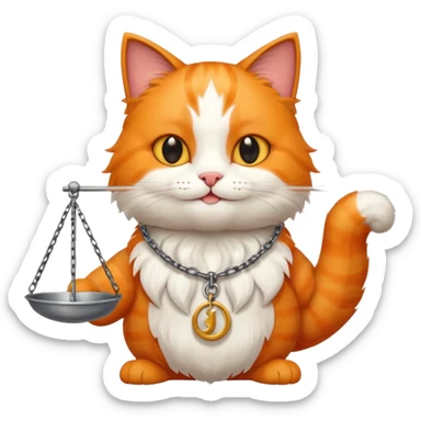 happy cat with the scales of justice sticker