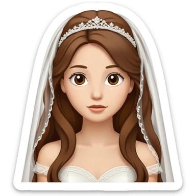 beautiful brown long hair bride with veil sticker