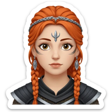 ESO female breton warrior with lashes and earrings sticker