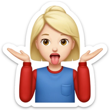 Person sticking there tongue out with arms to the side sticker